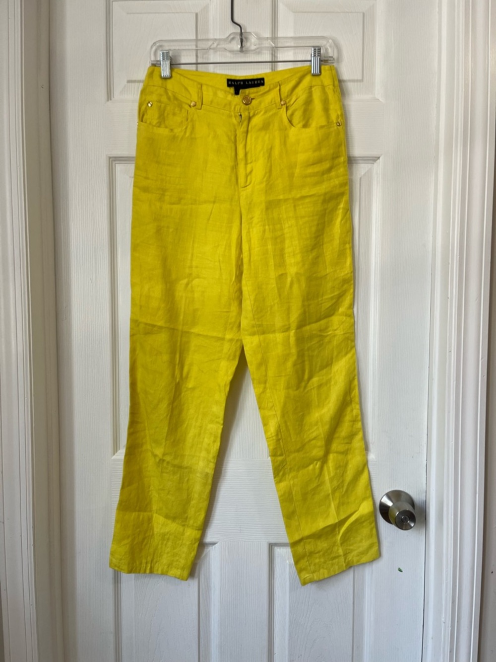 Ralph Lauren black label Bright Yellow Linen Pants size 6